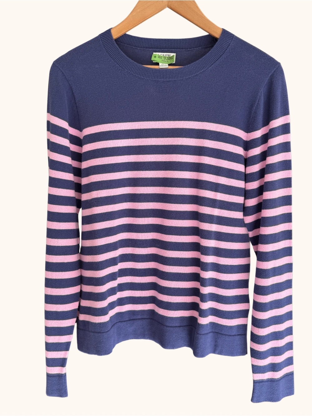 J.Crew Navy Pink Striped Crewneck Sweater Size L